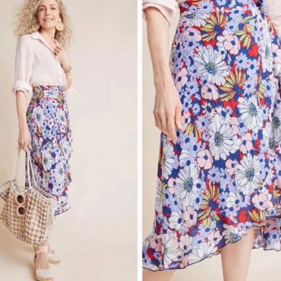 Anthropologie Asymmetrical Red and Yellow Pencil Skirt Resort Wear - Picture 16 of 16